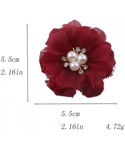 Flower Pearl Brooch Pins for Women, Fabric Rose Camellia Flowers Hairpin Headpieces, Brooch Lapel Pin Shawl Clips for Women P...