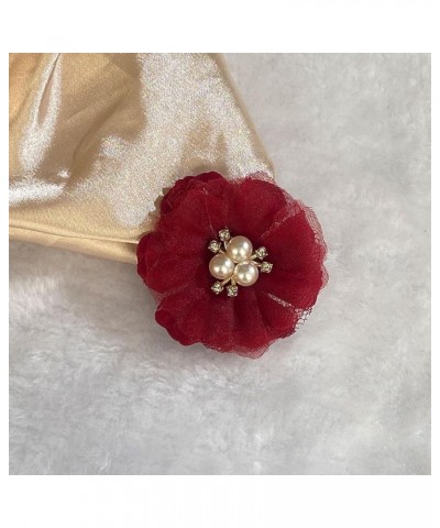 Flower Pearl Brooch Pins for Women, Fabric Rose Camellia Flowers Hairpin Headpieces, Brooch Lapel Pin Shawl Clips for Women P...