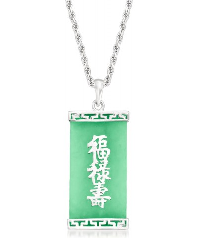 Jade Blessing, Wealth and Longevity Pendant Necklace in Sterling Silver $56.25 Necklaces