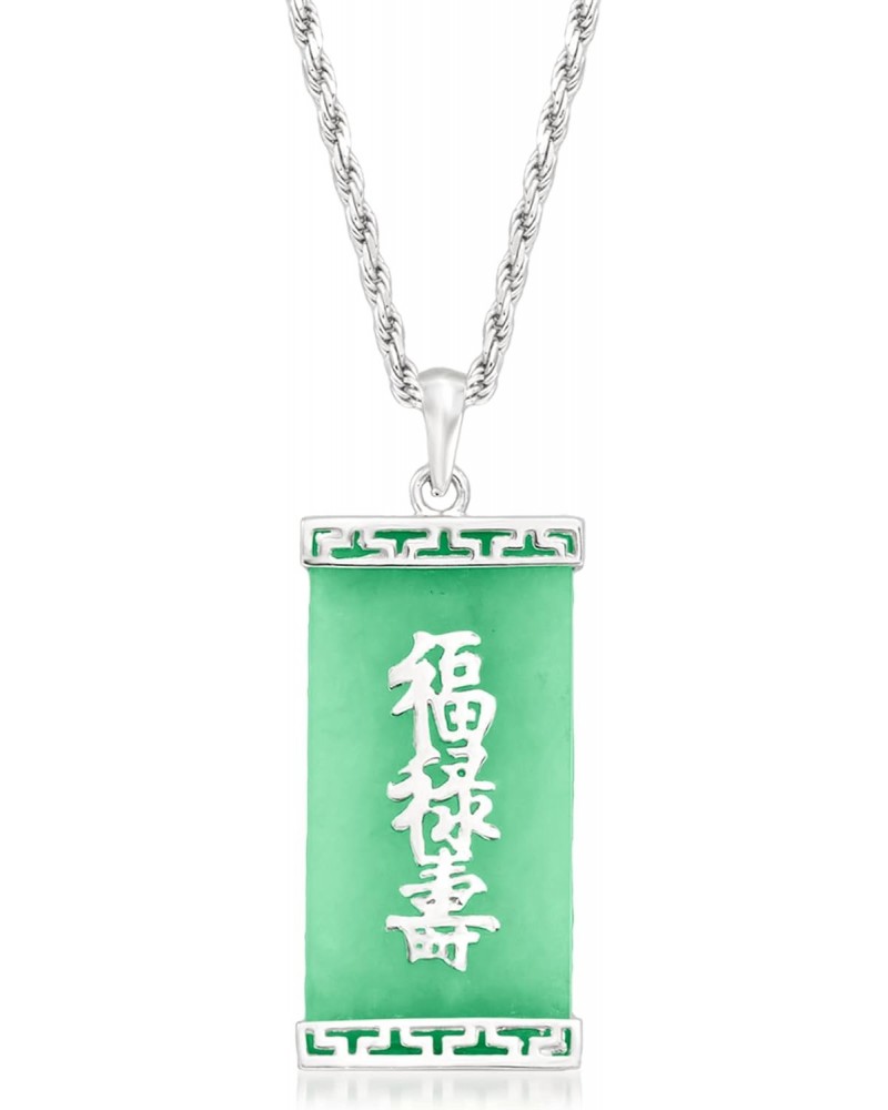 Jade Blessing, Wealth and Longevity Pendant Necklace in Sterling Silver $56.25 Necklaces