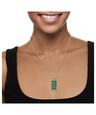 Jade Blessing, Wealth and Longevity Pendant Necklace in Sterling Silver $56.25 Necklaces