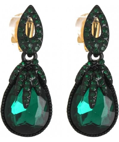 Clip On Earrings for Women Girls Emerald Green Water Drop Dangle Earrings $10.56 Earrings