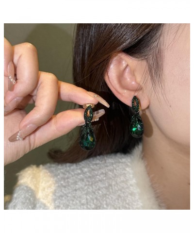 Clip On Earrings for Women Girls Emerald Green Water Drop Dangle Earrings $10.56 Earrings