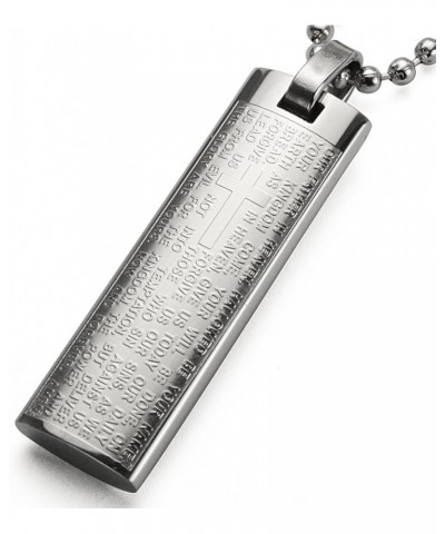 English Lord's Prayer and Cross Stainless Steel Large Pendant Necklace 16.0 Inches $18.21 Necklaces