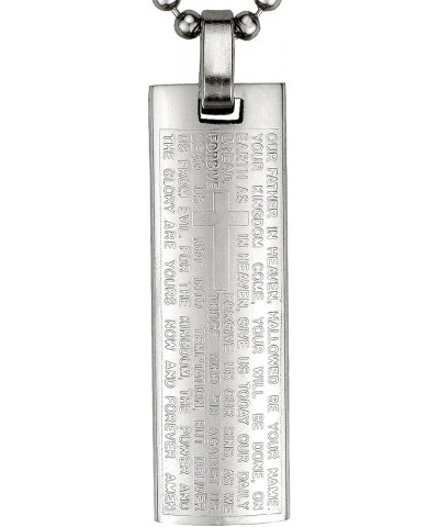 English Lord's Prayer and Cross Stainless Steel Large Pendant Necklace 16.0 Inches $18.21 Necklaces