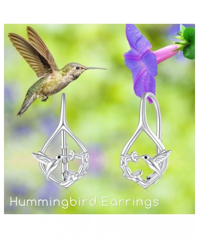 Hummingbird Earrings 925 Sterling Silver Animal Leverback Dangle Drop Earrings Hummingbird Jewelry Gifts for Women Girls $15....