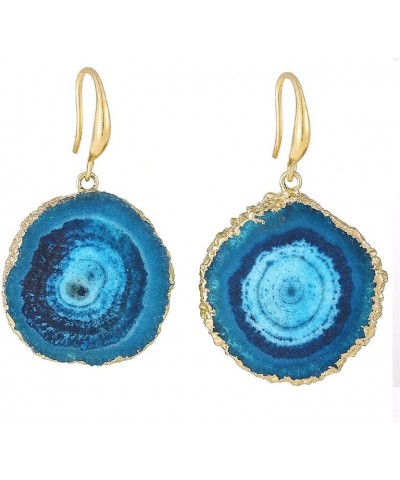 Natural Agate Slice Quartz Geode Druzy Dangle Earrings Healing Crystal Stone Gemstone Jewelry Gift Blue $8.40 Earrings