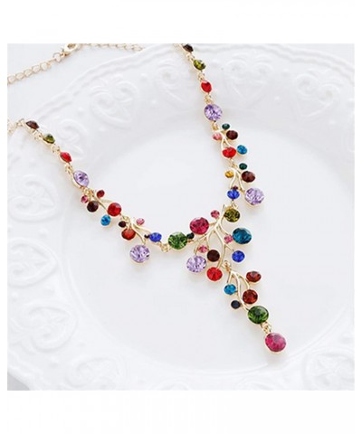 Sollarisy Crystal Flower Vine Necklace Simulated Rhinestone Statement Necklace Pendant Y Necklace Chain Necklaces for Women $...