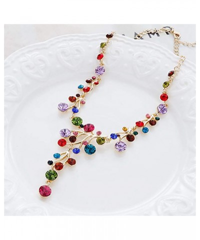 Sollarisy Crystal Flower Vine Necklace Simulated Rhinestone Statement Necklace Pendant Y Necklace Chain Necklaces for Women $...