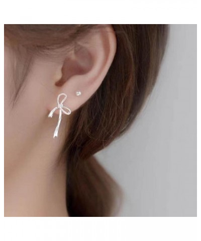 Solid 925 Sterling Silver Bow Stud Earrings for Women Girls Bowknot Stud Earrings Drops Silver $6.00 Earrings