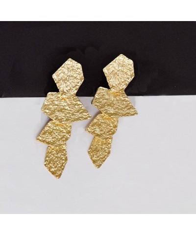 Ginkgo Leaf Flower Earrings, Gold Geometric Statement Earring for Women Girls, 14K Gold Plated Big Fashion Design Boho Drop D...