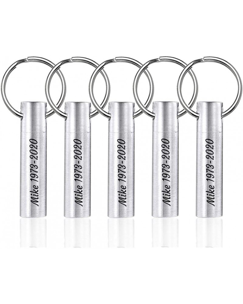 Pack of 1 to 10 Customize Memorial Keepsake Urn Necklace Set for Family Members Friend Brushes Stainless Steel Bar Cylinder C...