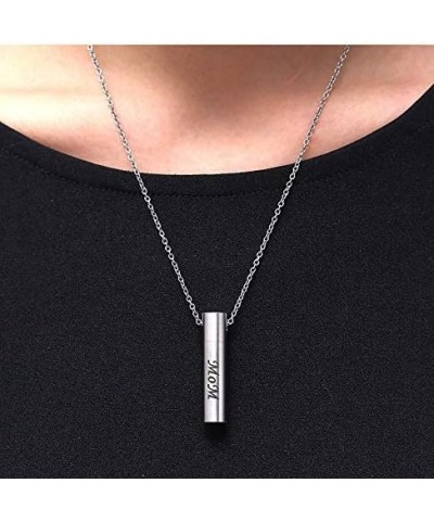 Pack of 1 to 10 Customize Memorial Keepsake Urn Necklace Set for Family Members Friend Brushes Stainless Steel Bar Cylinder C...