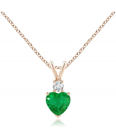 Natural Emerald Solitaire Heart Pendant Necklace for Women, Girls in 14K Solid Gold/Platinum | May Birthstone | Jewelry Gift ...