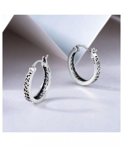 Sterling Silver Hoop Earrings Small Hoop Sun/Leaf/Triangle Huggie Earrings for Women Hypoallergenic Runes-Oxidizied $20.39 Ea...