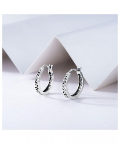 Sterling Silver Hoop Earrings Small Hoop Sun/Leaf/Triangle Huggie Earrings for Women Hypoallergenic Runes-Oxidizied $20.39 Ea...