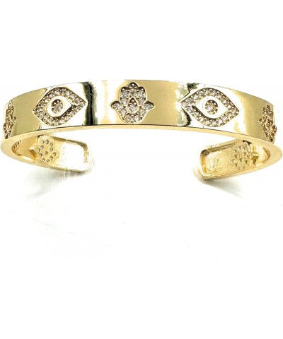 Evil Eye & Hamsa Hand Cuff Bracelet For Women 18K Gold Plated Fashion Jewelry $16.38 Bracelets