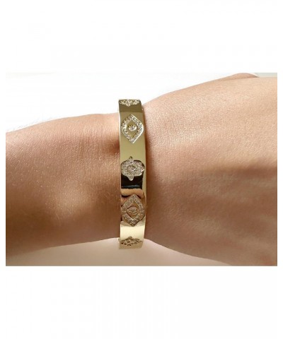 Evil Eye & Hamsa Hand Cuff Bracelet For Women 18K Gold Plated Fashion Jewelry $16.38 Bracelets