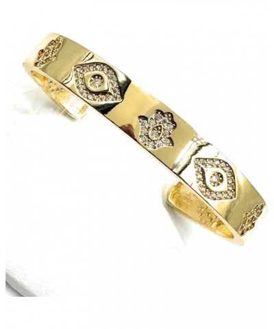 Evil Eye & Hamsa Hand Cuff Bracelet For Women 18K Gold Plated Fashion Jewelry $16.38 Bracelets