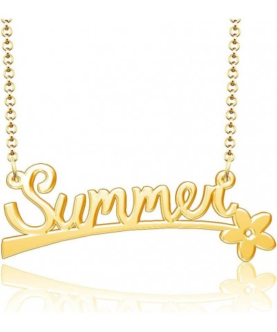 24k Gold Plated Flower Personalized Nameplate Custom Name Necklace Summer $12.65 Necklaces