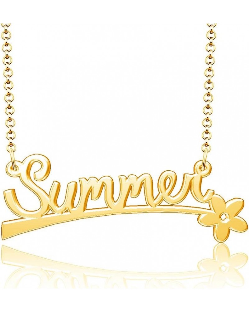 24k Gold Plated Flower Personalized Nameplate Custom Name Necklace Summer $12.65 Necklaces