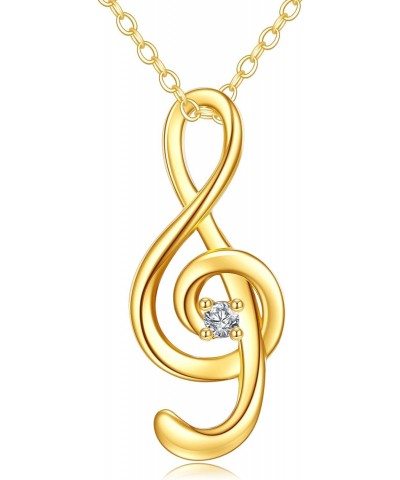 Yellow Gold Music Note Necklace 10K Gold Musical Symbols Pendant Necklace Fine Gold Simple Necklace Jewelry Christmas Gifts f...