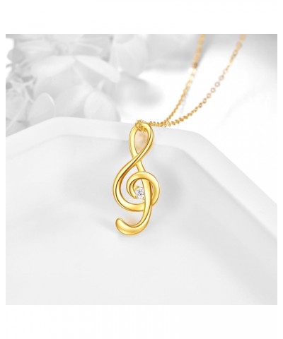 Yellow Gold Music Note Necklace 10K Gold Musical Symbols Pendant Necklace Fine Gold Simple Necklace Jewelry Christmas Gifts f...