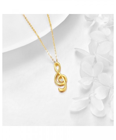 Yellow Gold Music Note Necklace 10K Gold Musical Symbols Pendant Necklace Fine Gold Simple Necklace Jewelry Christmas Gifts f...