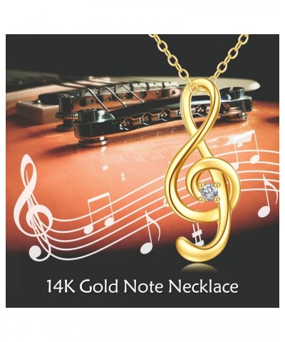 Yellow Gold Music Note Necklace 10K Gold Musical Symbols Pendant Necklace Fine Gold Simple Necklace Jewelry Christmas Gifts f...