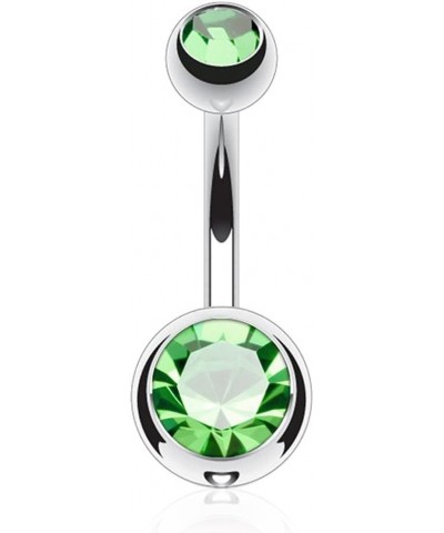 14G G23 Solid Titanium Double Gem Ball Naval Belly Button Ring 1/2" (12mm), 5 & 8mm, Green $11.79 Body Jewelry