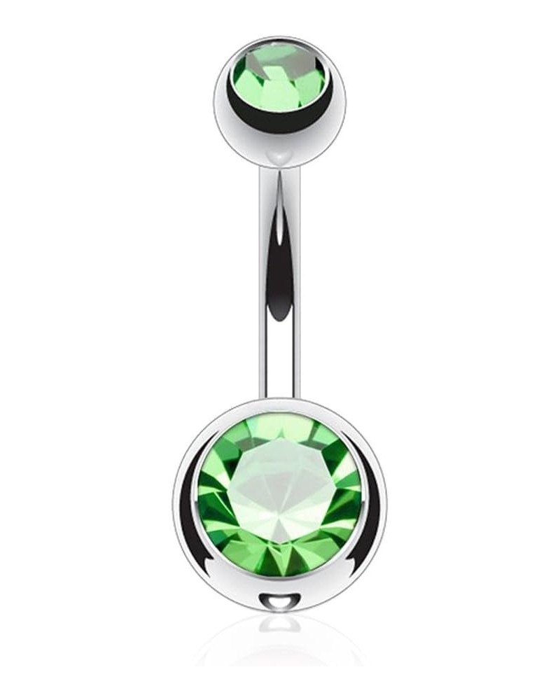 14G G23 Solid Titanium Double Gem Ball Naval Belly Button Ring 1/2" (12mm), 5 & 8mm, Green $11.79 Body Jewelry