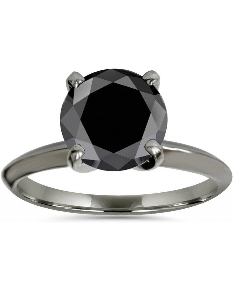 8MM Black Spinel Solitaire Round Engagement Ring 14k White Gold $97.31 Rings