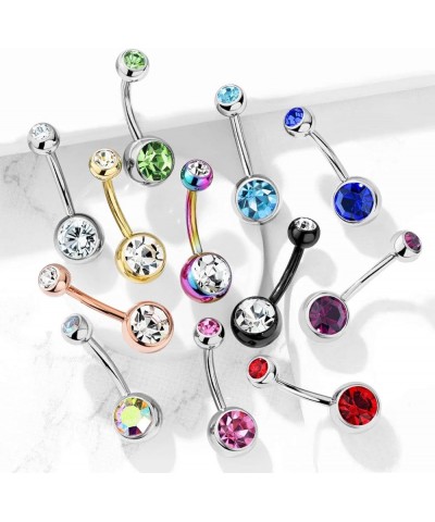 14G G23 Solid Titanium Double Gem Ball Naval Belly Button Ring 1/2" (12mm), 5 & 8mm, Green $11.79 Body Jewelry