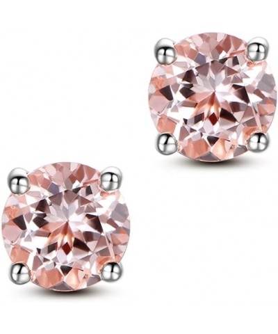 Round cut Peach Morganite 925 Sterling Silver Stud Earrings Fine Jewelry for Girls Women 4MM $13.19 Earrings