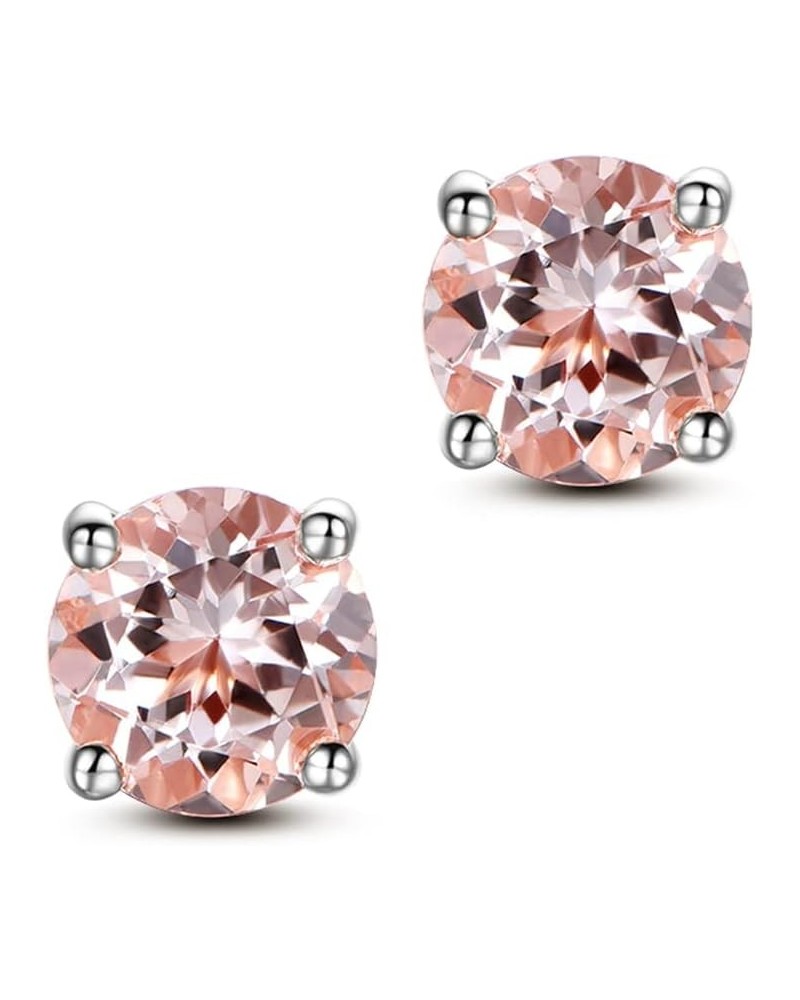 Round cut Peach Morganite 925 Sterling Silver Stud Earrings Fine Jewelry for Girls Women 4MM $13.19 Earrings