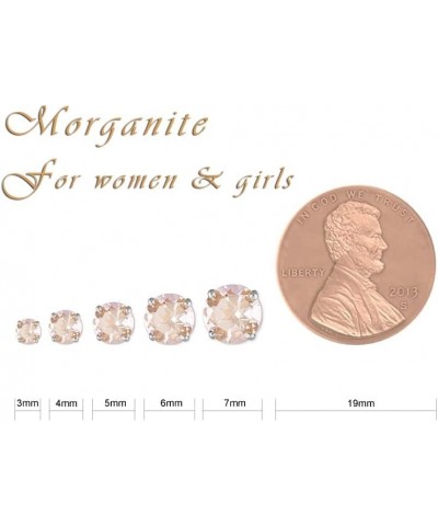 Round cut Peach Morganite 925 Sterling Silver Stud Earrings Fine Jewelry for Girls Women 4MM $13.19 Earrings