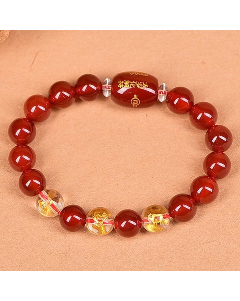 Feng Shui Bracelet Red Agate Bracelet Tai Sui Talisman Crystal Beaded Bracelet Natural Gemstone Bracelet for Women Men Chakra...