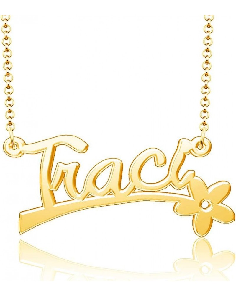 24k Gold Plated Flower Personalized Nameplate Custom Name Necklace Traci $12.65 Necklaces