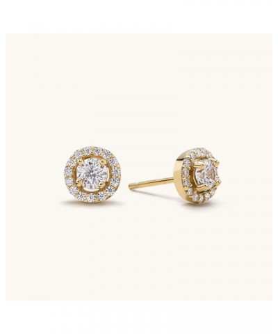 925 Sterling Silver Cubic Zirconia Halo Stud Earrings Gold 4mm Sterling Silver $11.01 Earrings