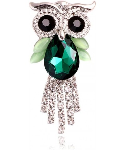 Rhinestone Bird Owl Brooch Pin for Women Girls Fashion Big Green Teardrop Crystal Birthstone Animal Brooches Lapel Pins Daint...