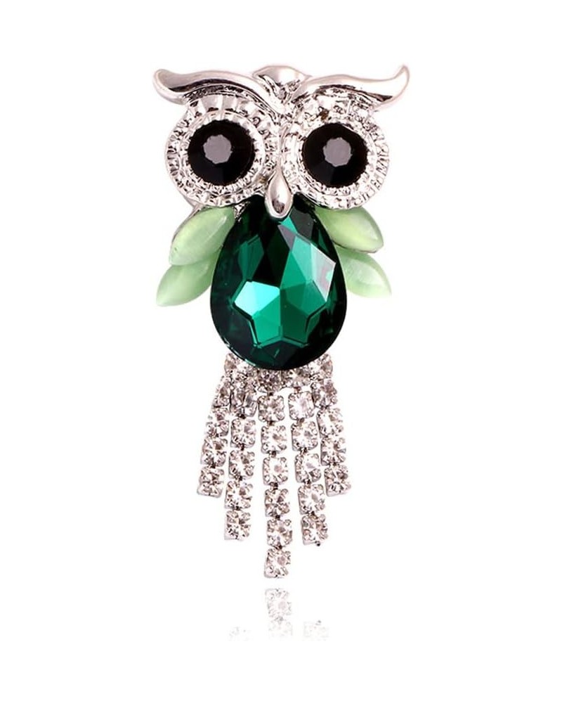 Rhinestone Bird Owl Brooch Pin for Women Girls Fashion Big Green Teardrop Crystal Birthstone Animal Brooches Lapel Pins Daint...