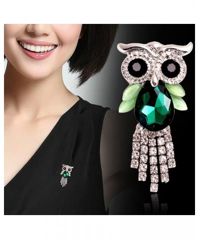 Rhinestone Bird Owl Brooch Pin for Women Girls Fashion Big Green Teardrop Crystal Birthstone Animal Brooches Lapel Pins Daint...