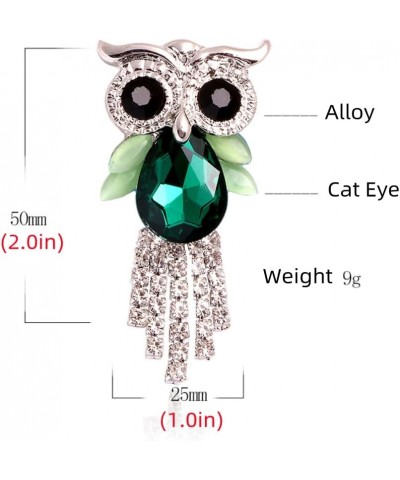 Rhinestone Bird Owl Brooch Pin for Women Girls Fashion Big Green Teardrop Crystal Birthstone Animal Brooches Lapel Pins Daint...