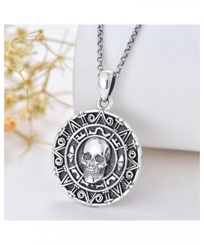 Mother's Day Gifts for Women Mother Girls 925 Sterling Silver Necklace Birthdays Gifts Aztec Skull $24.48 Necklaces