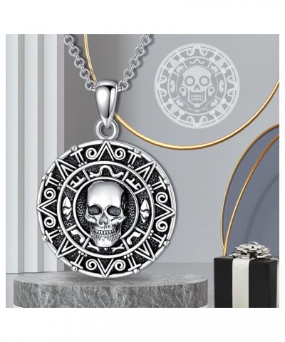 Mother's Day Gifts for Women Mother Girls 925 Sterling Silver Necklace Birthdays Gifts Aztec Skull $24.48 Necklaces