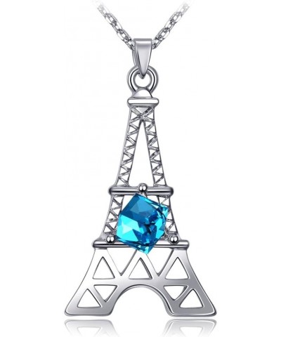 Paris Eiffel Tower Charm Pendant Necklace For Women Rose Gold/Platinum Plated Jewelry Crystal Necklaces Blue $8.39 Necklaces