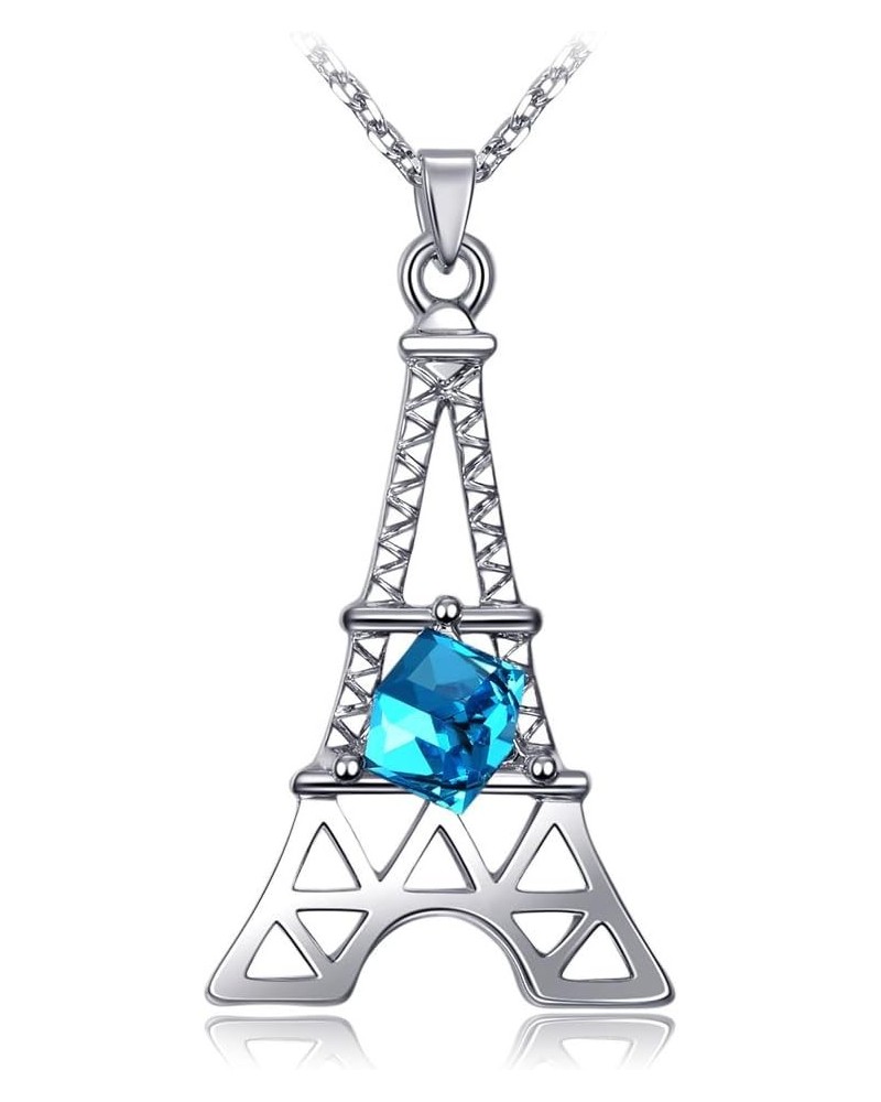 Paris Eiffel Tower Charm Pendant Necklace For Women Rose Gold/Platinum Plated Jewelry Crystal Necklaces Blue $8.39 Necklaces