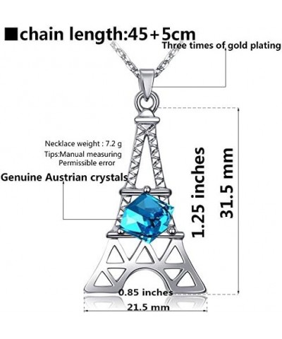 Paris Eiffel Tower Charm Pendant Necklace For Women Rose Gold/Platinum Plated Jewelry Crystal Necklaces Blue $8.39 Necklaces