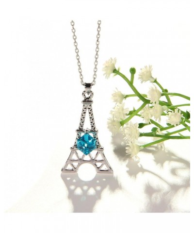 Paris Eiffel Tower Charm Pendant Necklace For Women Rose Gold/Platinum Plated Jewelry Crystal Necklaces Blue $8.39 Necklaces