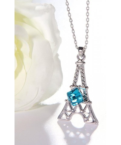 Paris Eiffel Tower Charm Pendant Necklace For Women Rose Gold/Platinum Plated Jewelry Crystal Necklaces Blue $8.39 Necklaces